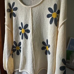 POL Cream Sweater with Floral Design